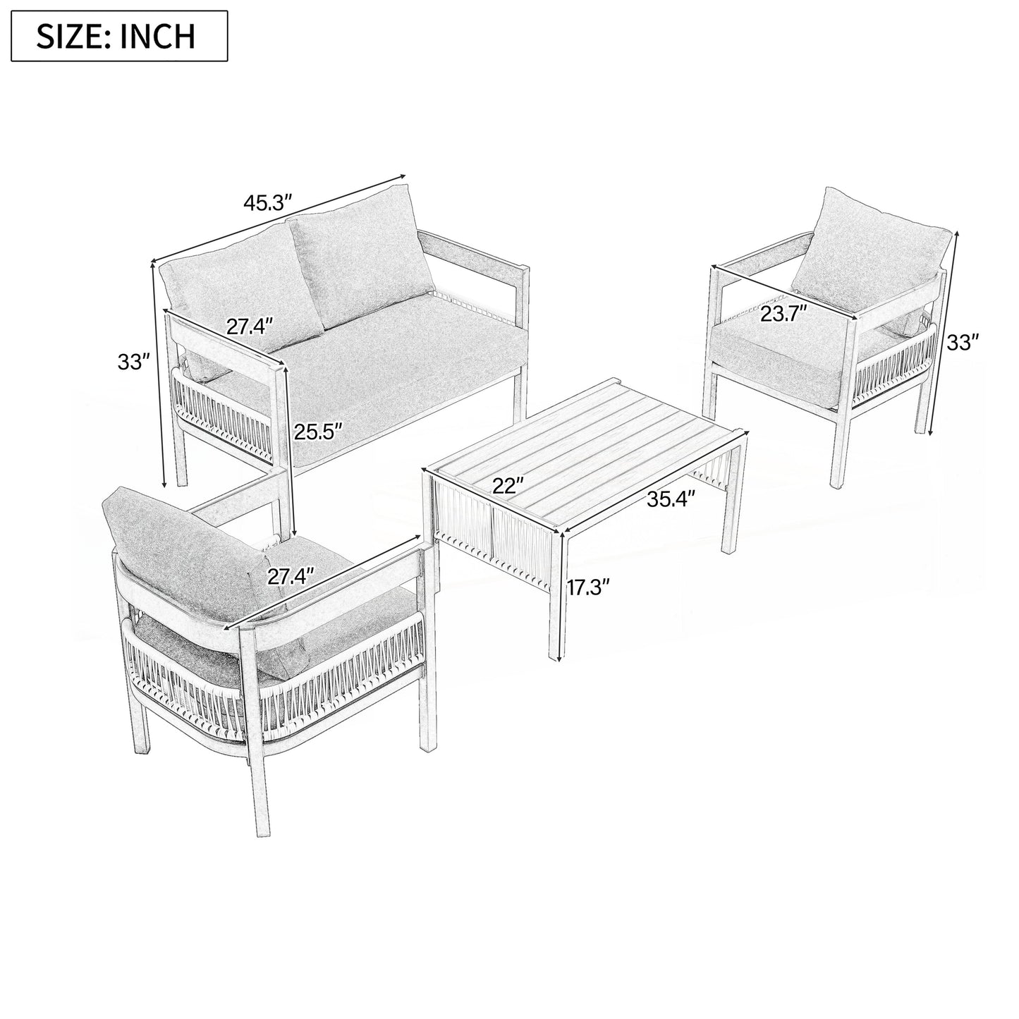4-Piece Outdoor Furniture Sofa Set