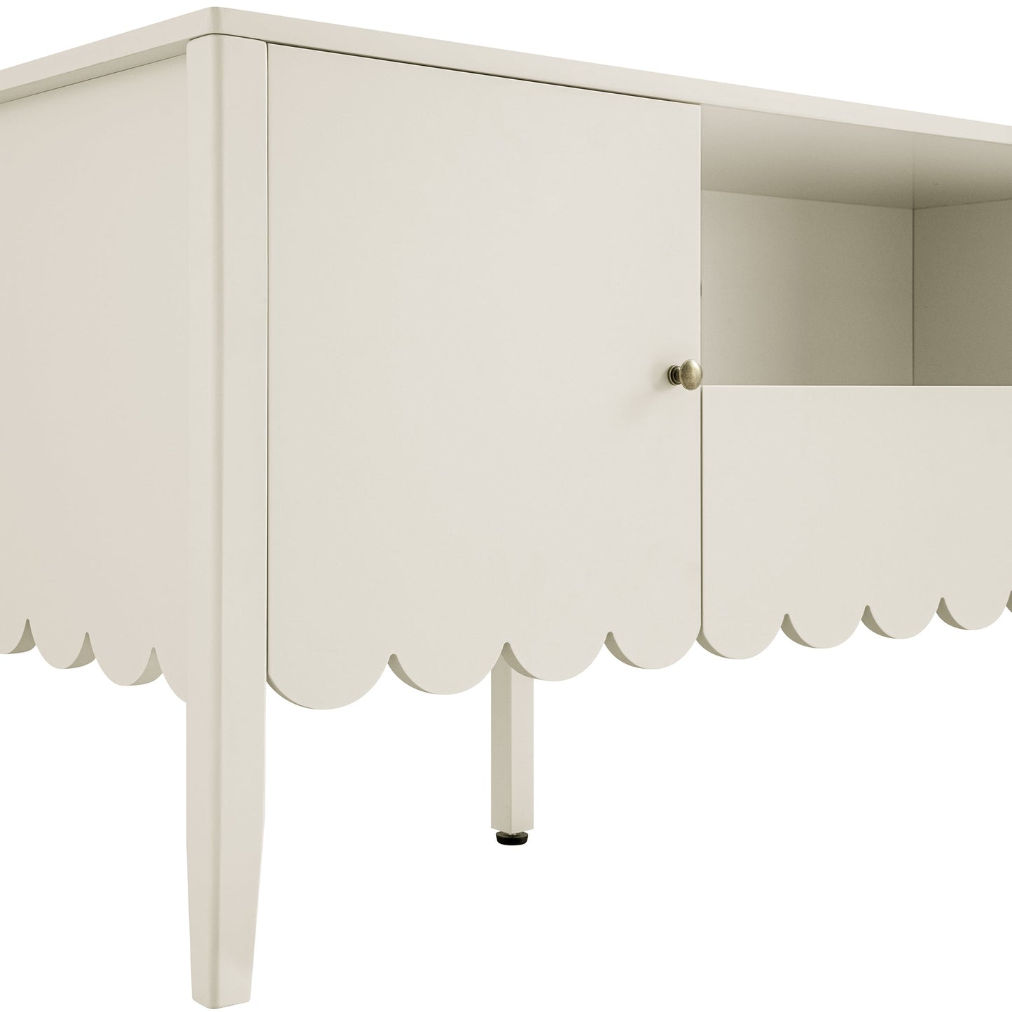 Henley Scalloped Edge 150cm Wide TV Unit, Light Sand