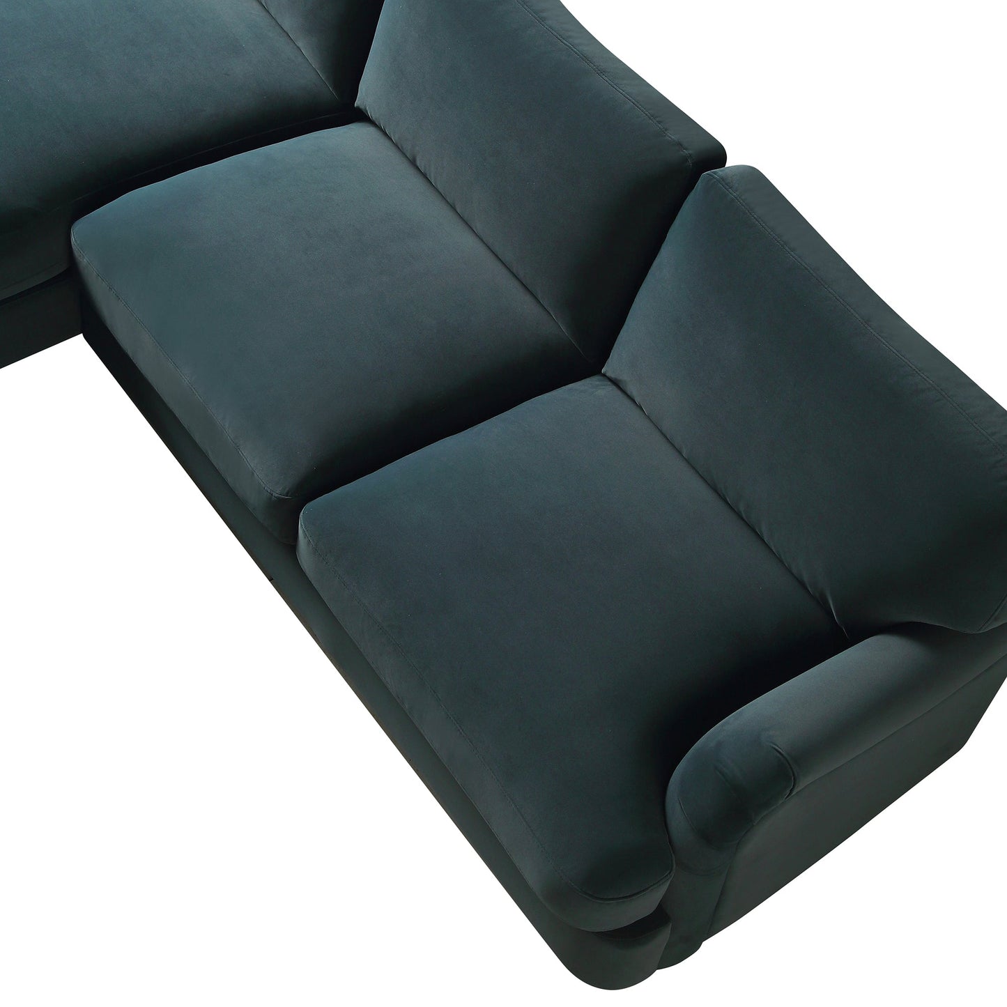 Daphnis Aegean Blue Velvet Sofa, Grande Chaise Sofa Left Hand Facing