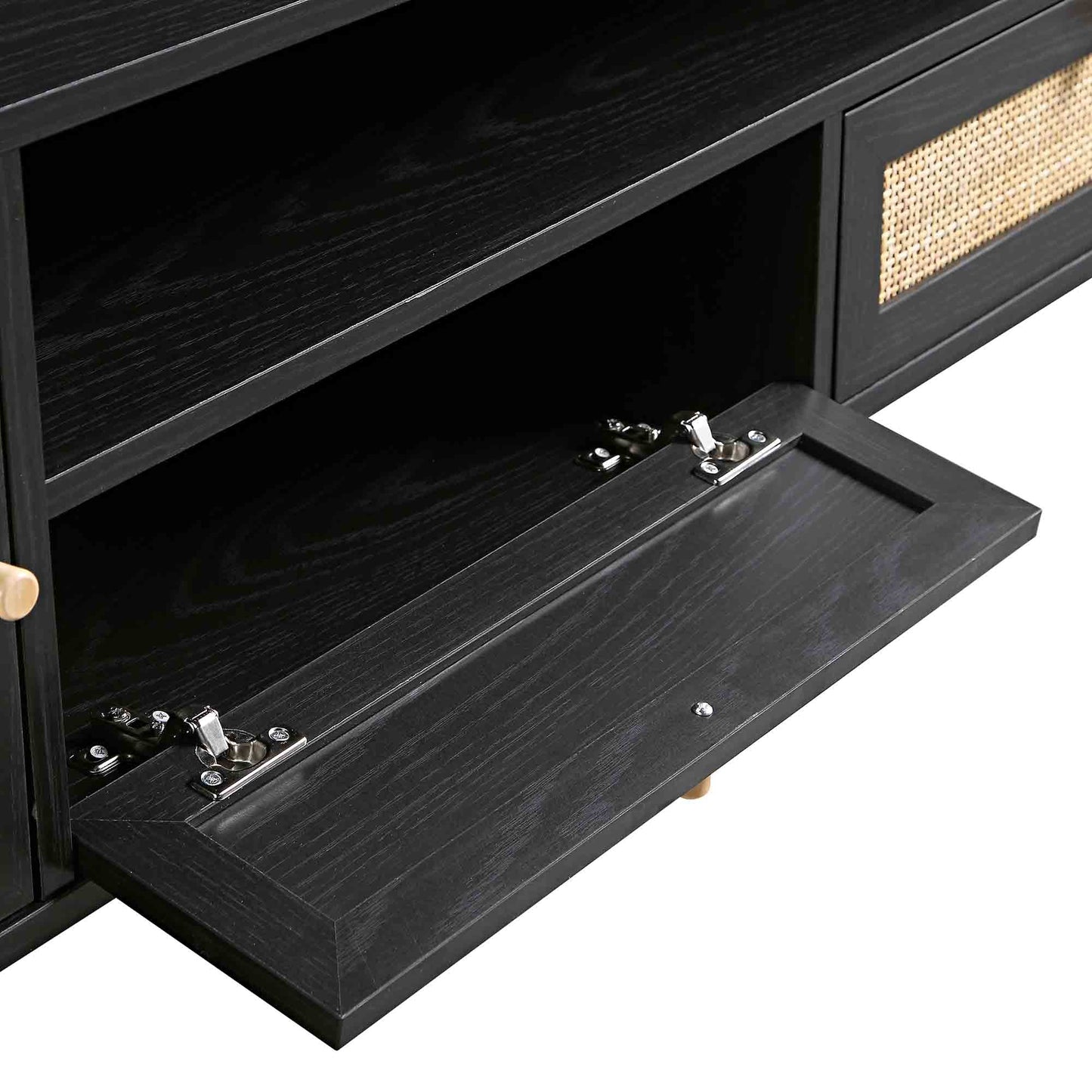 Frances Woven Rattan 200cm Wide TV Unit, Black