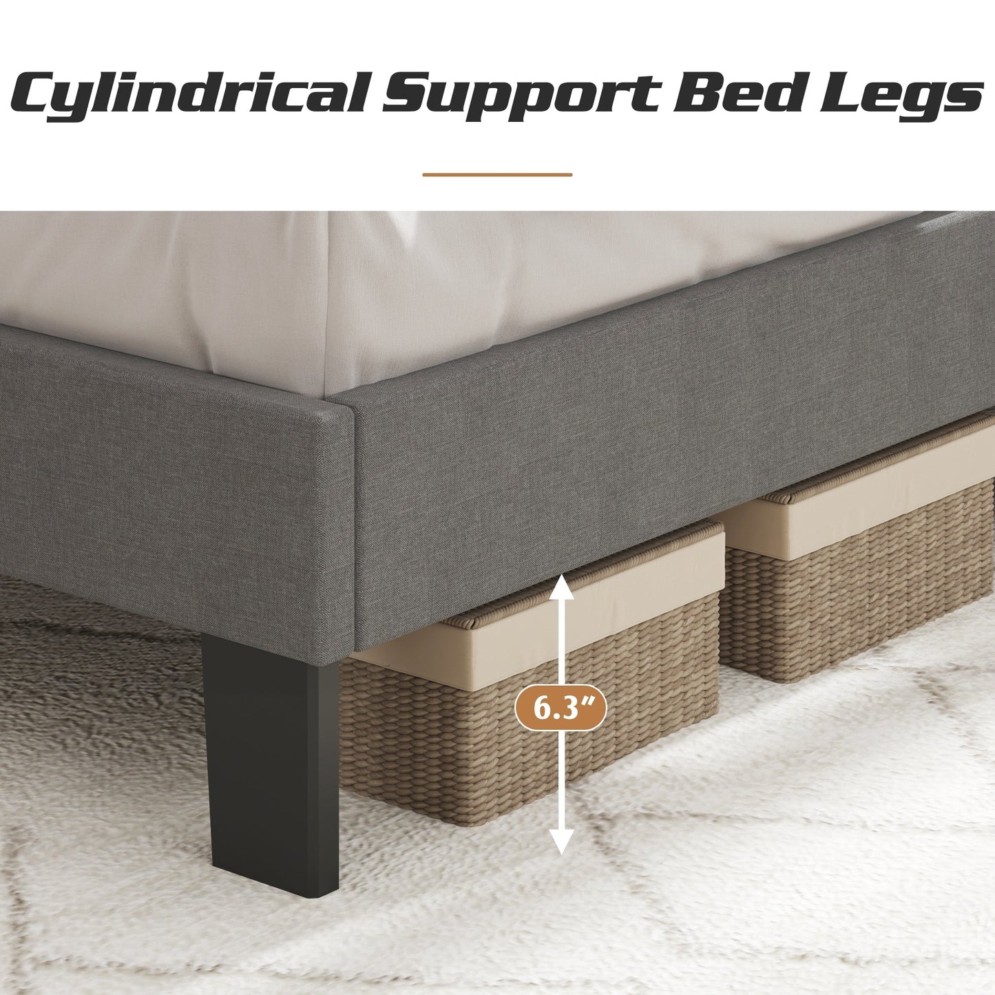 Lifezone Adjustable Queen Size Upholstered Platform Bed Frame