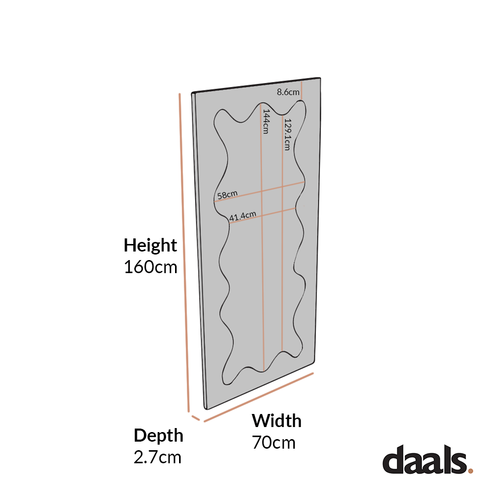 Destin Wave Mirror 160 x 70 cm, Taupe Gloss