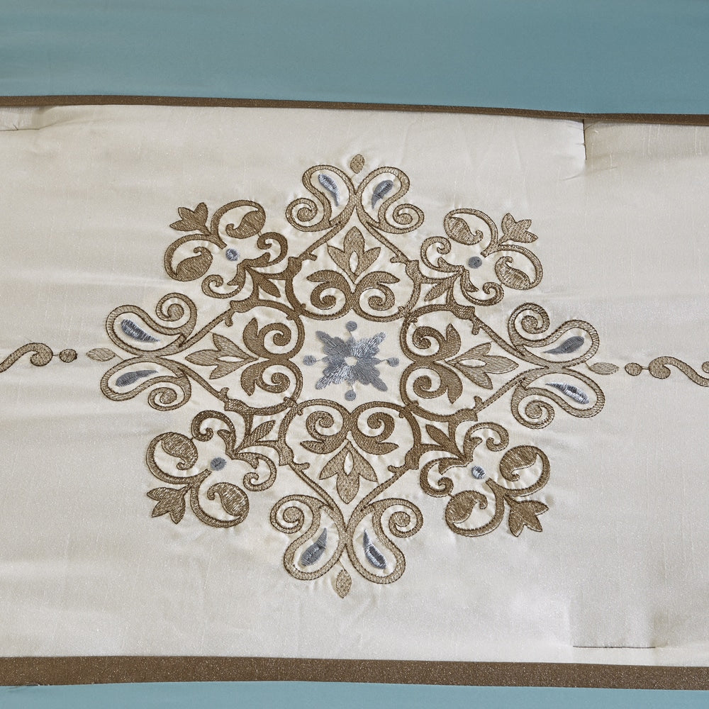 Madison Park Lorraine Blue Jacquard 7-Piece Comforter Set