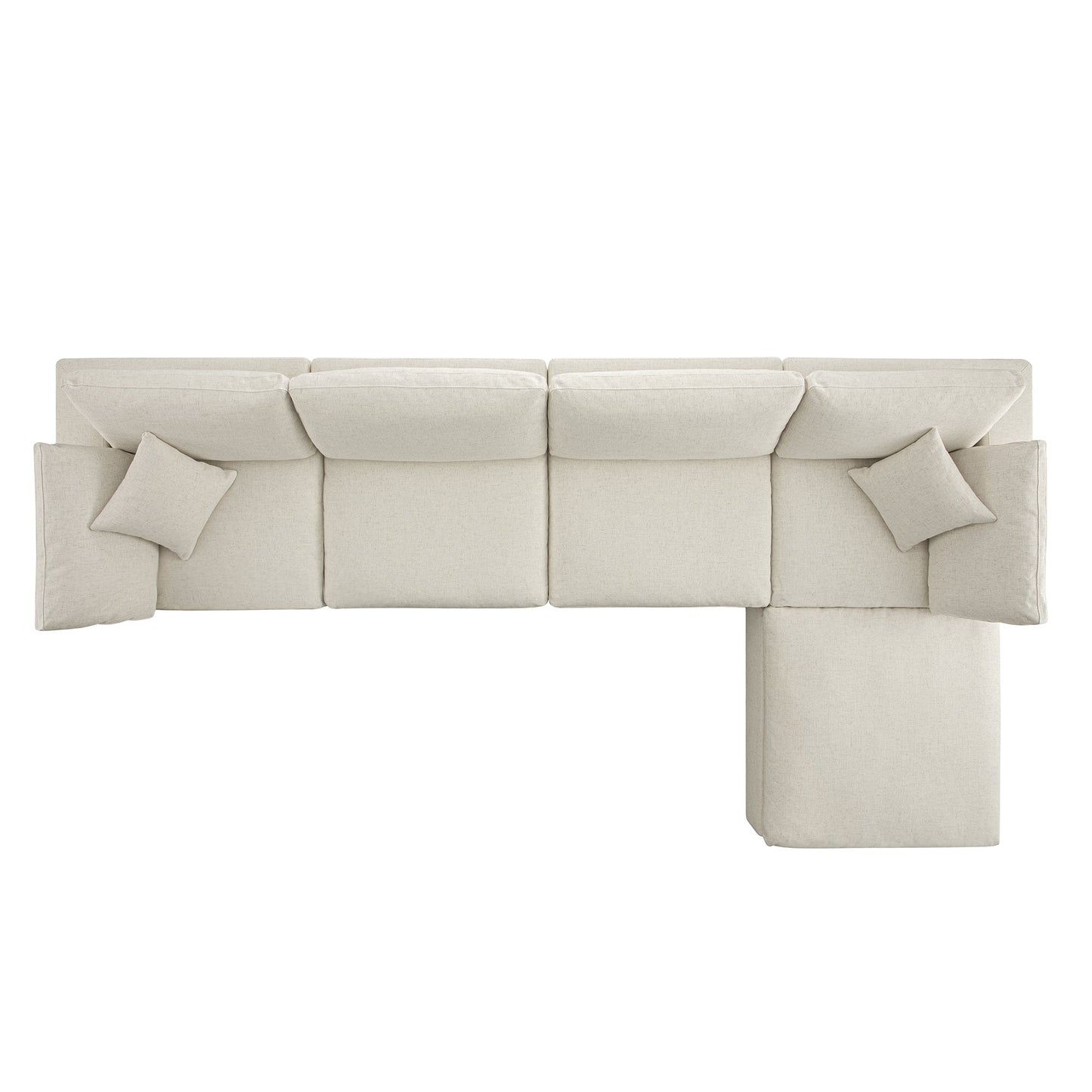 Lutyens Beige Linen Blend Modular Sofa, 4-Piece Chaise