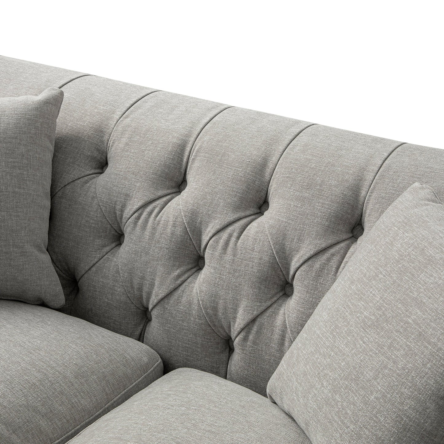Ashby Chesterfield 2-Seater Sofa, Mist Grey Chenille