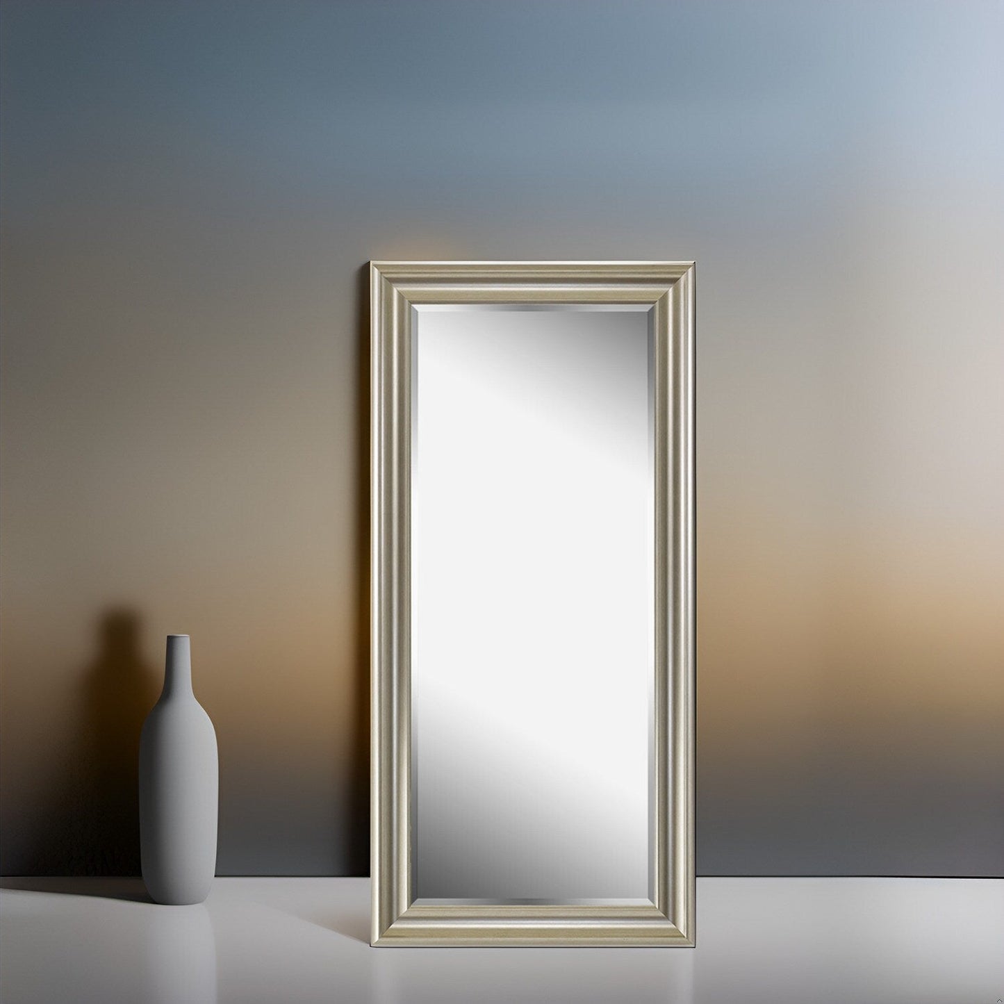 Tall Mirror Full Body Oversized Mirror Smooth Faux Wood Frame Rectangle Wall Mounted Hanging Mirror