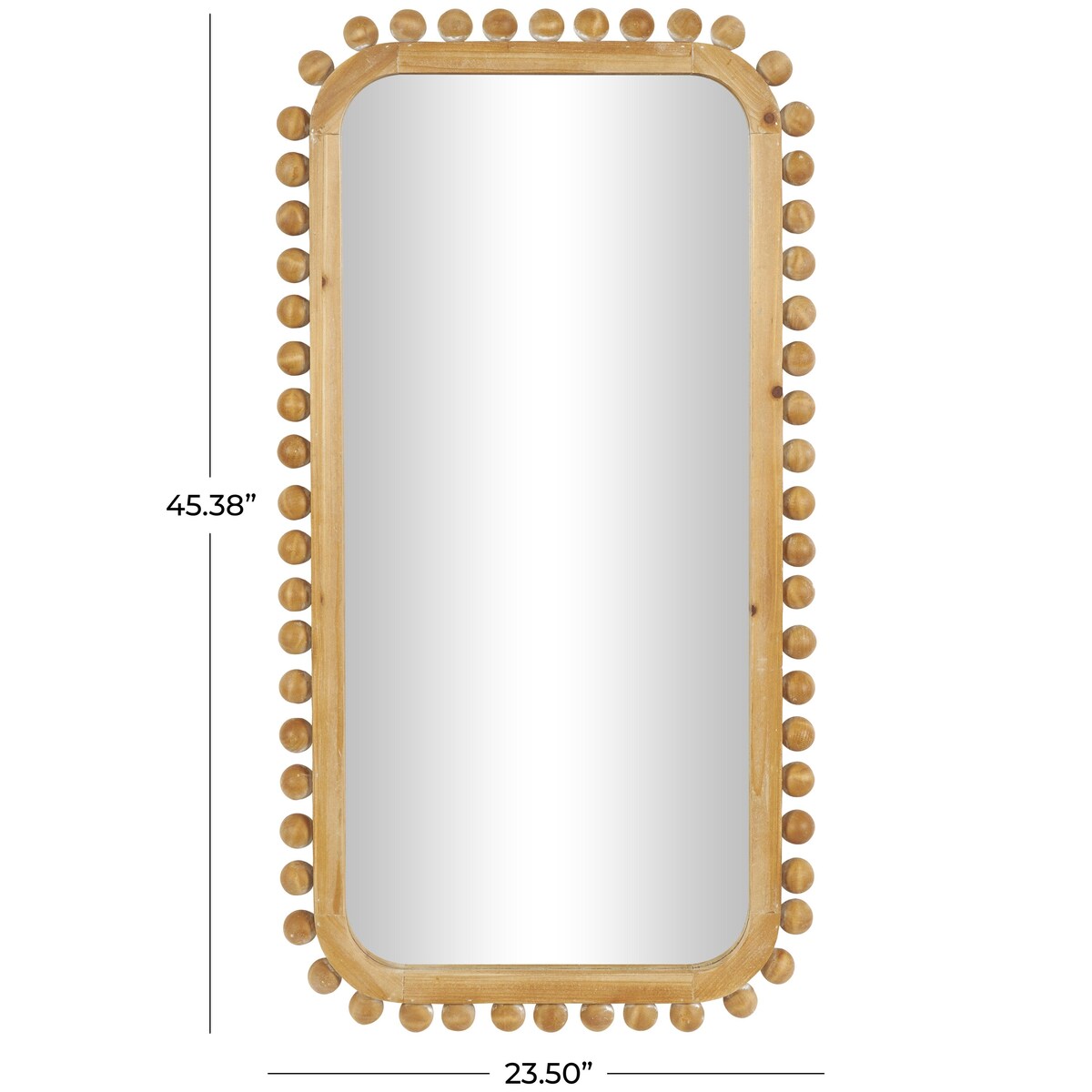 Wood Wall Mirror with Beaded Frame - Brown - Roche River Decor