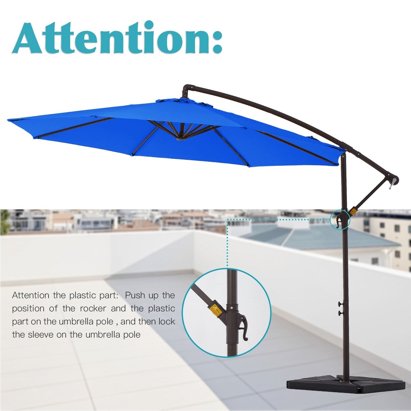 10 ft Steel Crank-lift Cantilever Umbrella With Weighted Base