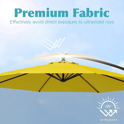 10 ft Steel Crank-lift Cantilever Umbrella With Weighted Base