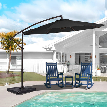 10 ft Steel Crank-lift Cantilever Umbrella With Weighted Base