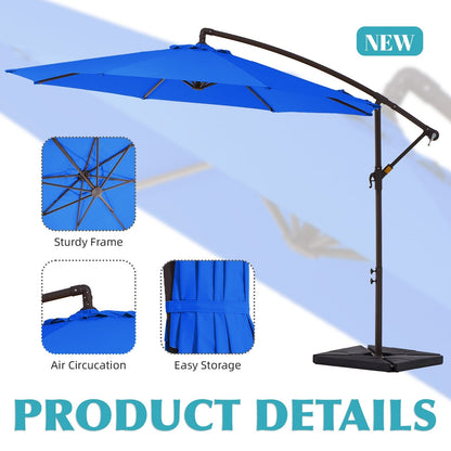 10 ft Steel Crank-lift Cantilever Umbrella With Weighted Base
