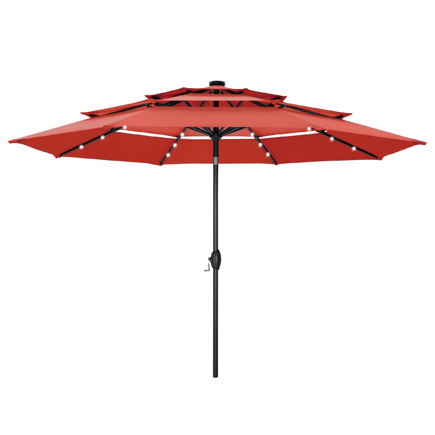 MAISON ARTS 10ft 3 Tier Auto-tilt Patio Umbrella Outdoor Double Vented Umbrella with LED Lights