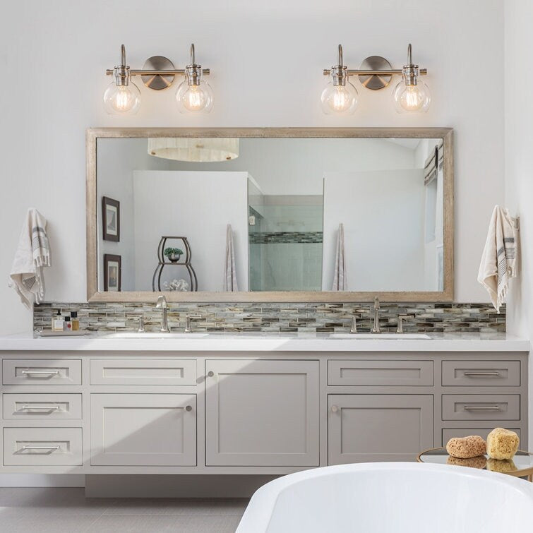 2/3 Light Bathroom Vanity Light Wall Sconce with Glass Shade