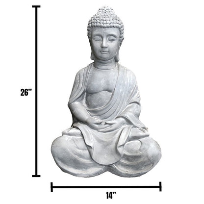 25.6-in. Lightweight Concrete Meditating Buddha Statue