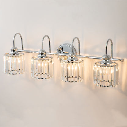3/4-Light Modern Glam Linear Dimmable Crystal Bathroom Vanity Lights Over Mirror