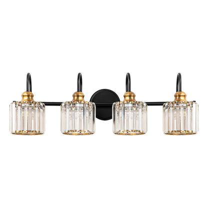 3/4-Light Modern Glam Linear Dimmable Crystal Bathroom Vanity Lights Over Mirror