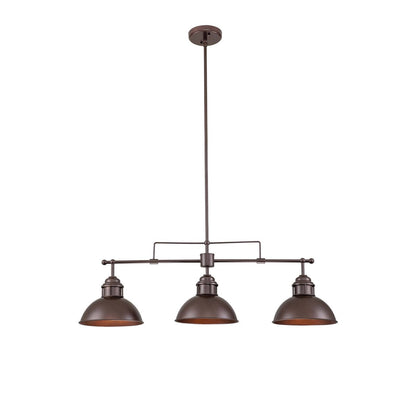 3-Light Industrial Farmhouse Dome Pendant Metal Linear Kitchen Island Pendant Light Oil Rubbed Bronze Finish