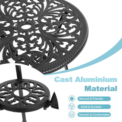 3-Piece Aluminum Outdoor Patio Butterfly Table and Chairs with Umbrella Hole