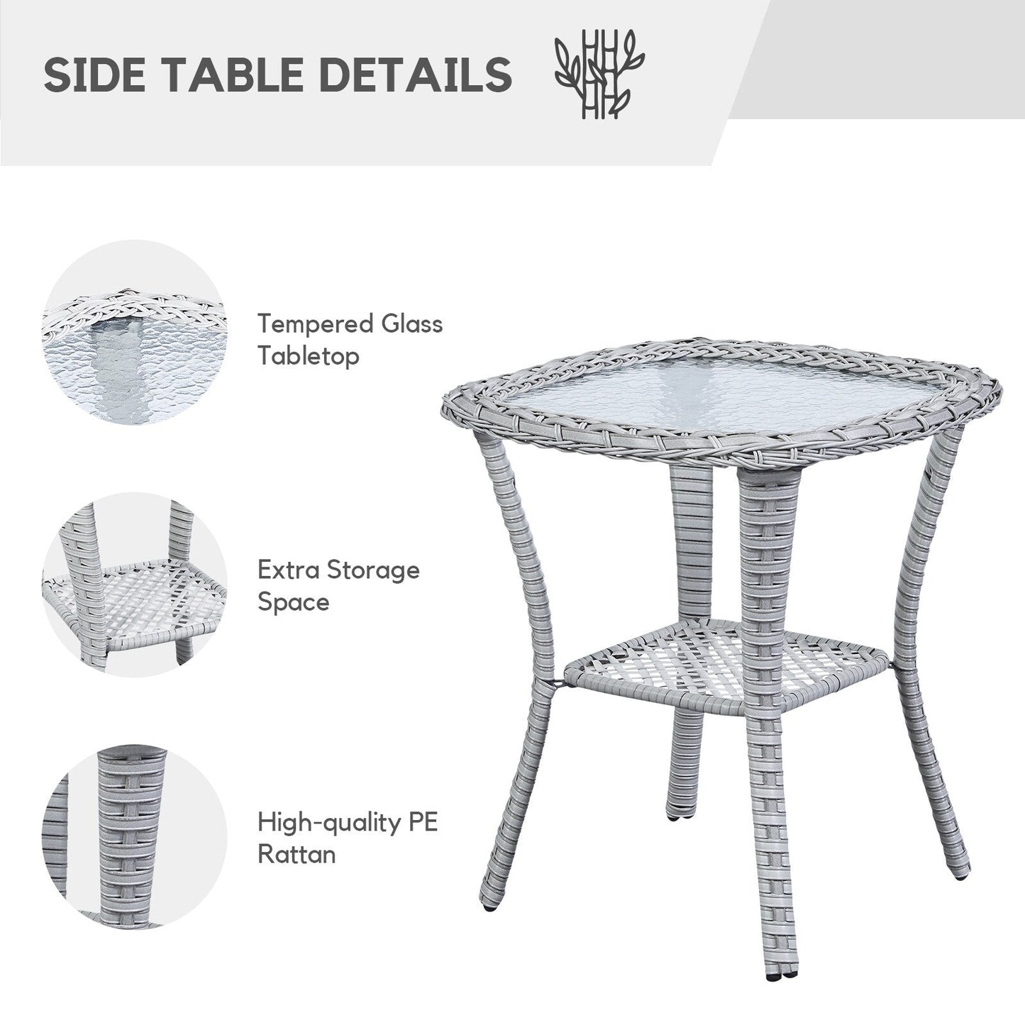 Gymojoy 3 Piece Outdoor Wicker Swivel Rocker with Cushion & Table