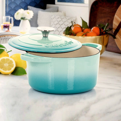 3 Quart Enameled Cast Iron Dutch Oven in Arctic Teal
