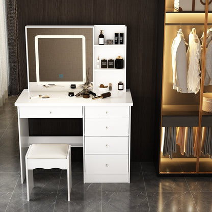 39.4'' W Dresser Makeup Vanity Set with Stool and Mirror Room
