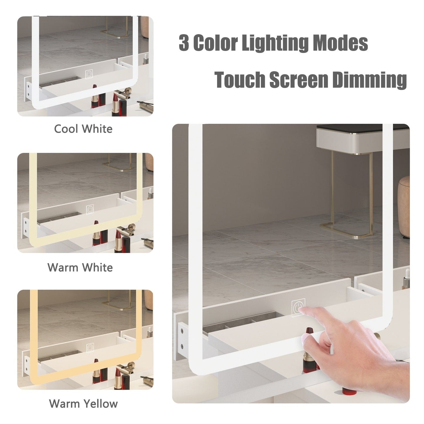 39.4'' Wide Makeup Vanity Set with Stool and Mirror