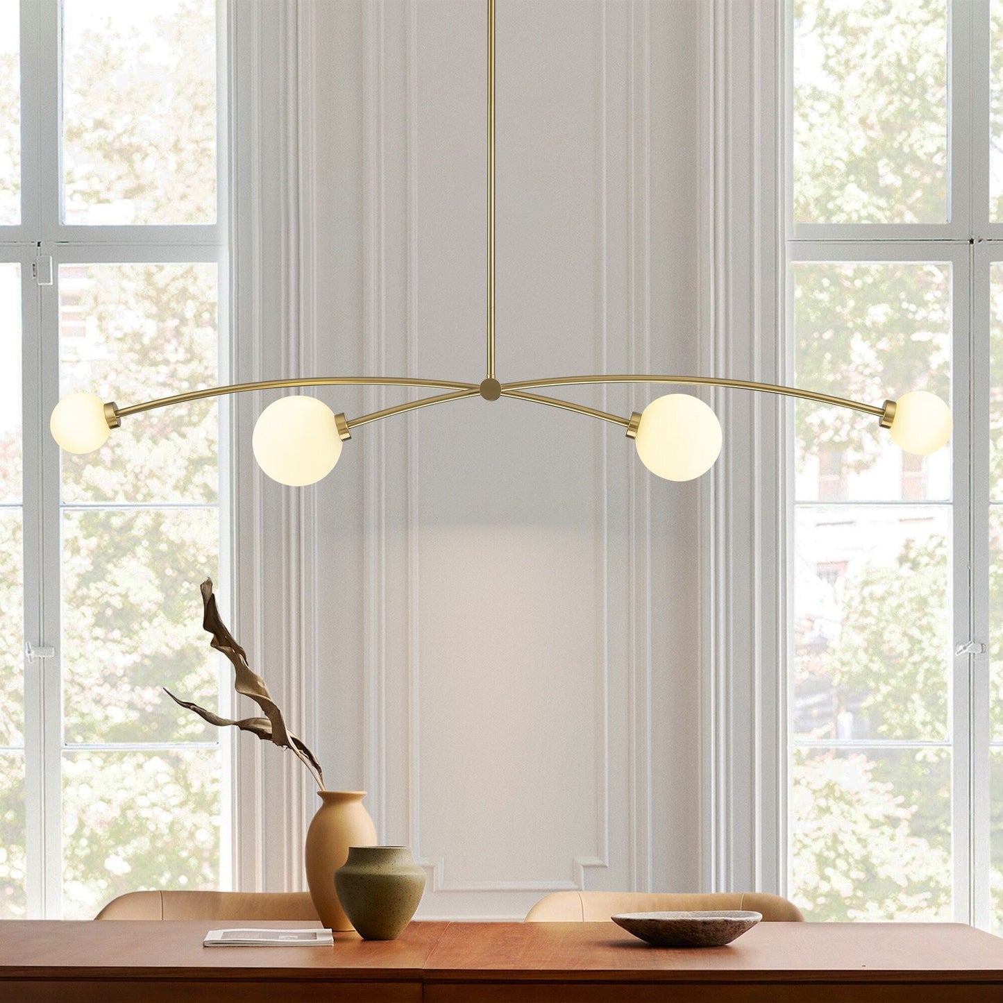 4-Light Modern Gold Simple Linear Sputnik Pendant Island Light/ Dining Room Light - 51.18 in. W x 11.02 in. D x 5.91 in. H