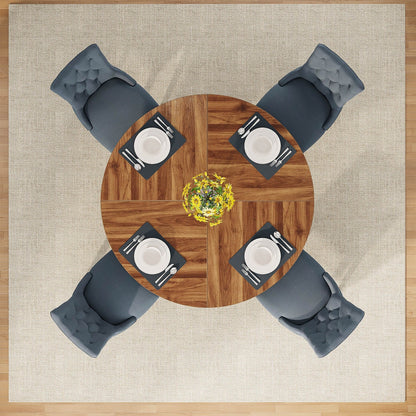 47 Round Dining Table for 4, Farmhouse Kitchen Table Small Dinner Table Wood Kitchen Table for Dining Room Living Room