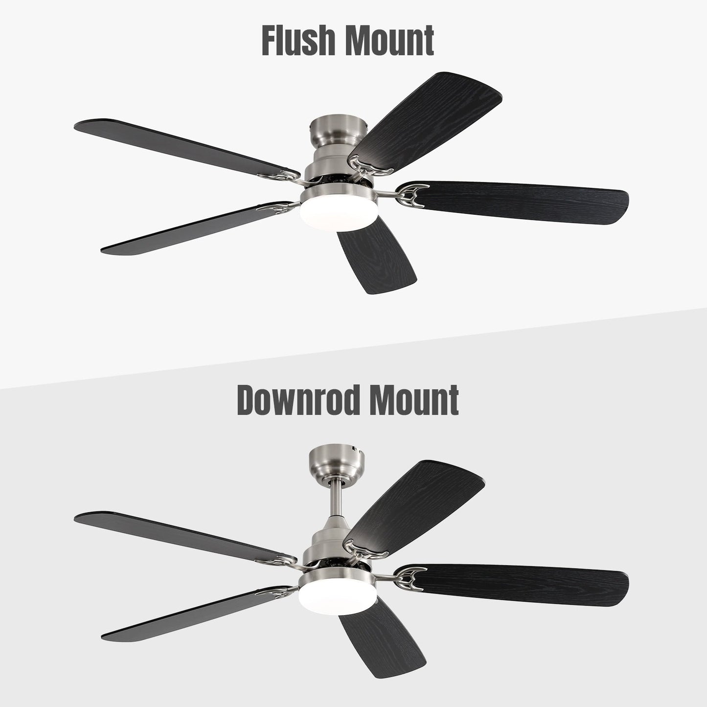 48 and 52 Integrated LED Ceiling Fan with Light and Remote, Reversible DC Motor