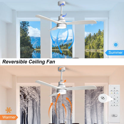 48 and 52 Integrated LED Ceiling Fan with Light and Remote, Reversible DC Motor