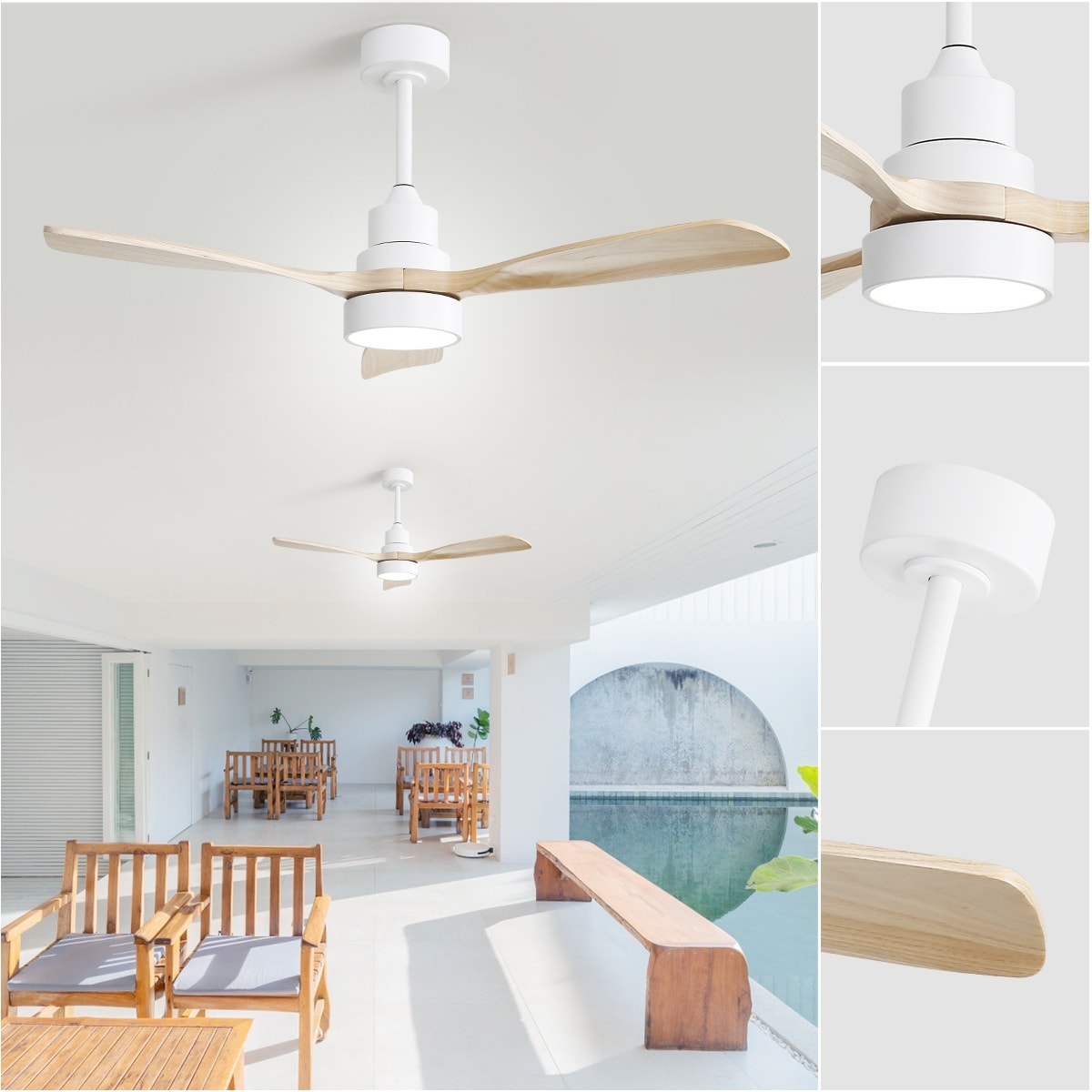 48 and 52 Integrated LED Ceiling Fan with Light and Remote, Reversible DC Motor