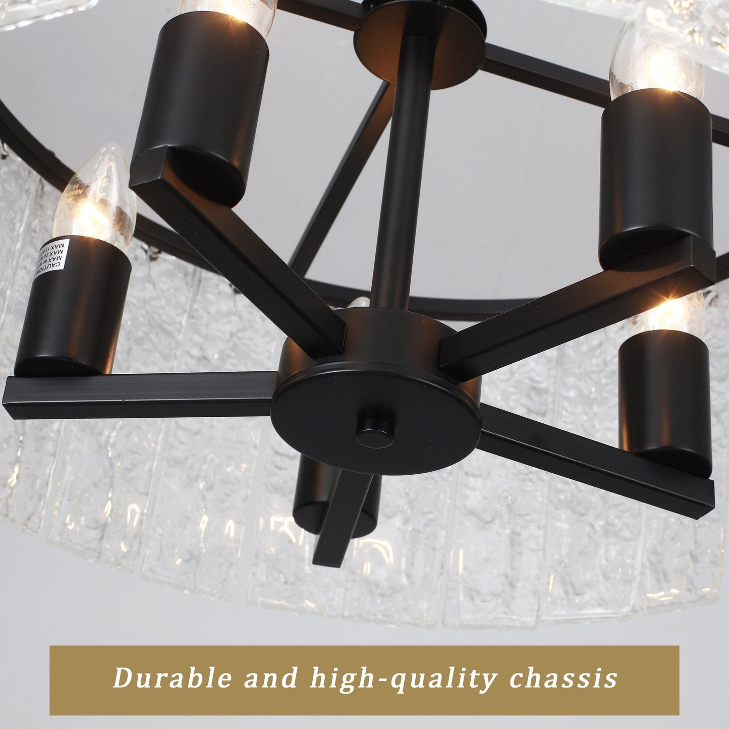 5-Light Modern Round Drum Chandelier, Classic Semi Flush Mount Chandelier, Kitchen Island Pendant Light for Dining Room