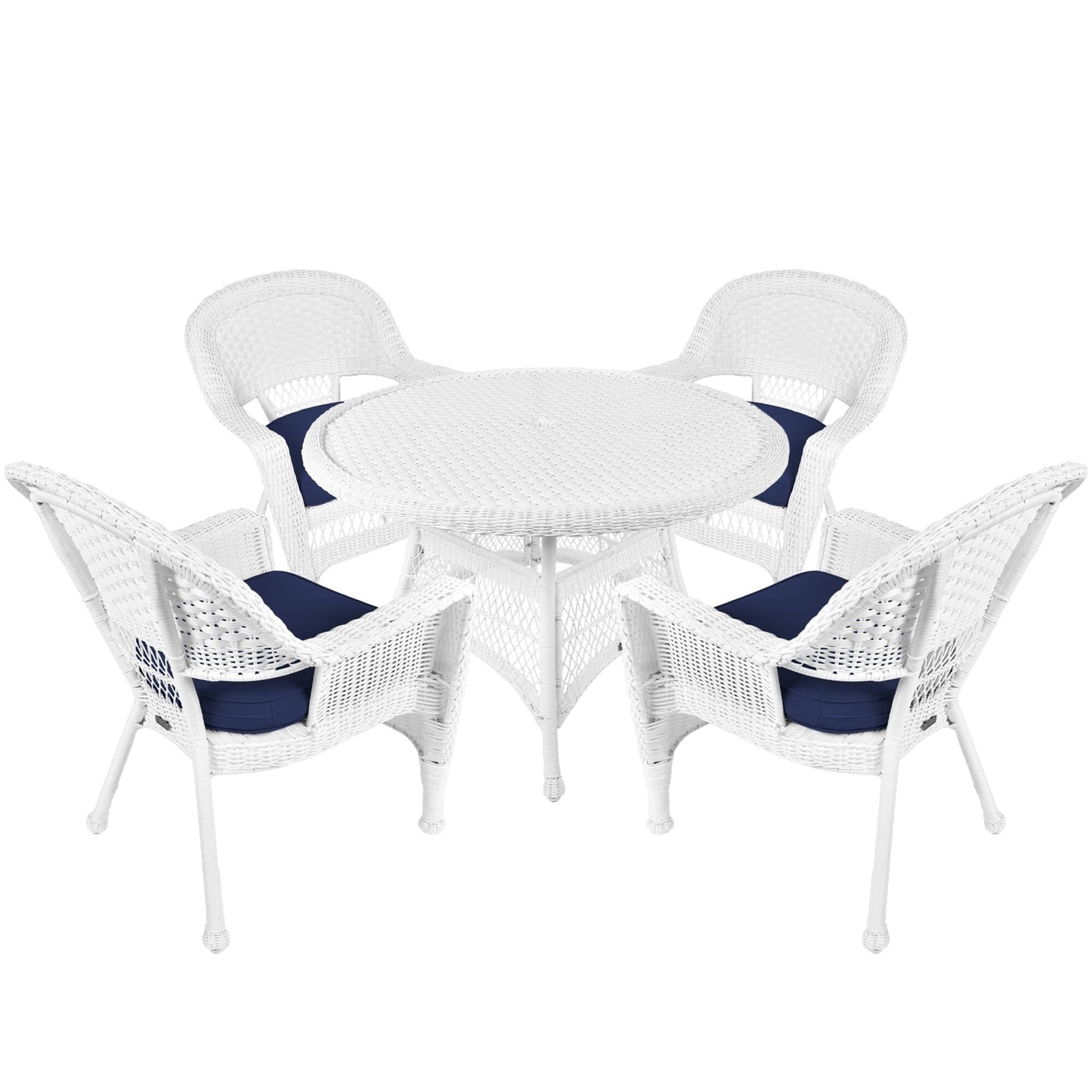 5-piece White Resin Wicker Dining Set
