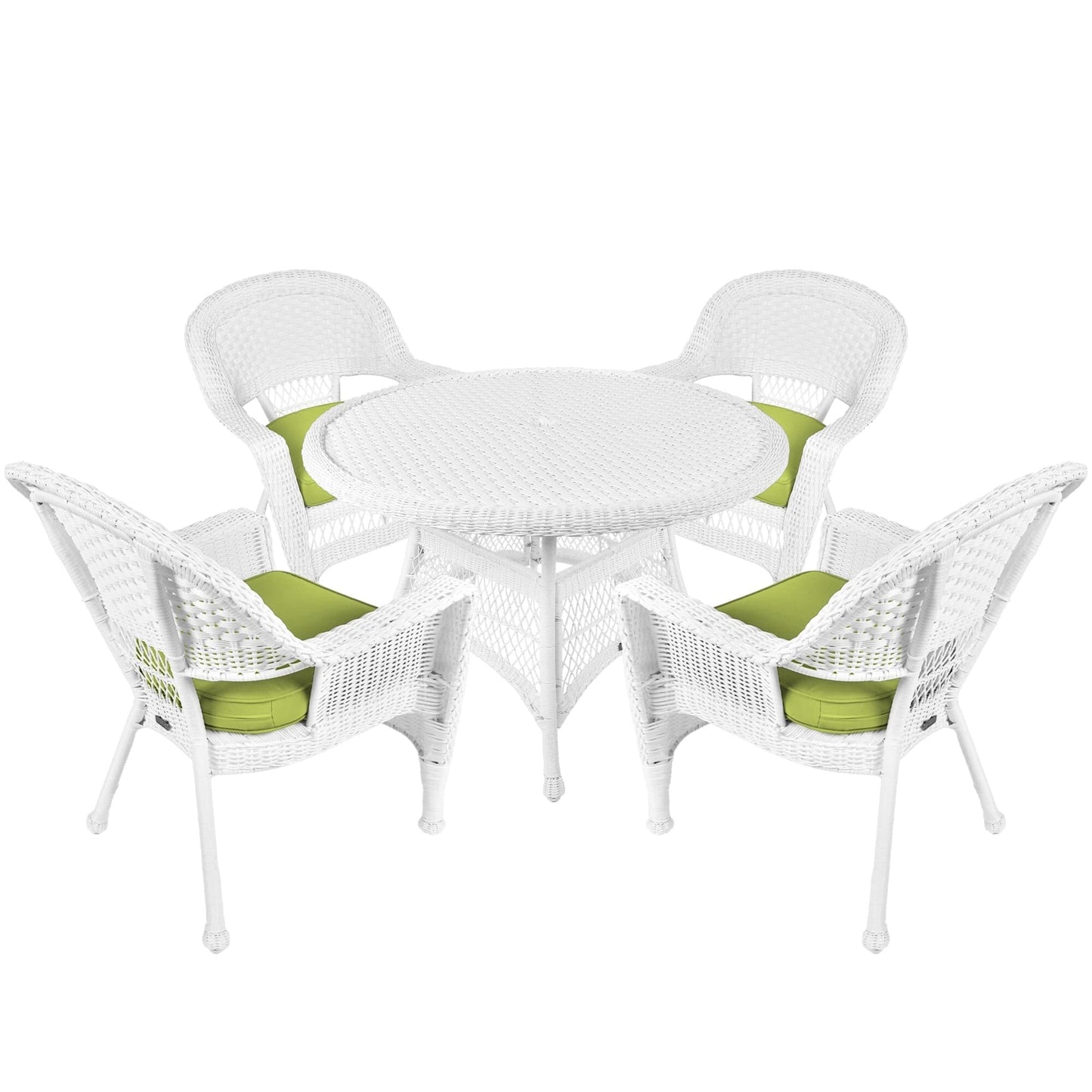 5-piece White Resin Wicker Dining Set