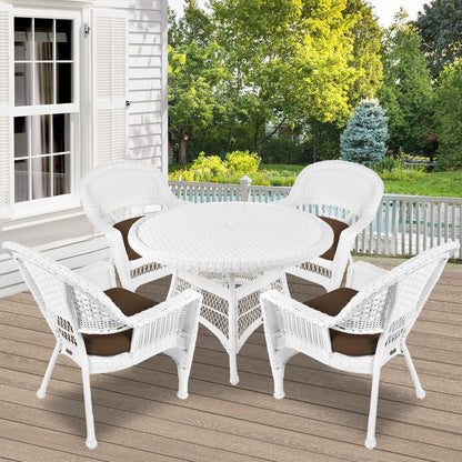 5-piece White Resin Wicker Dining Set