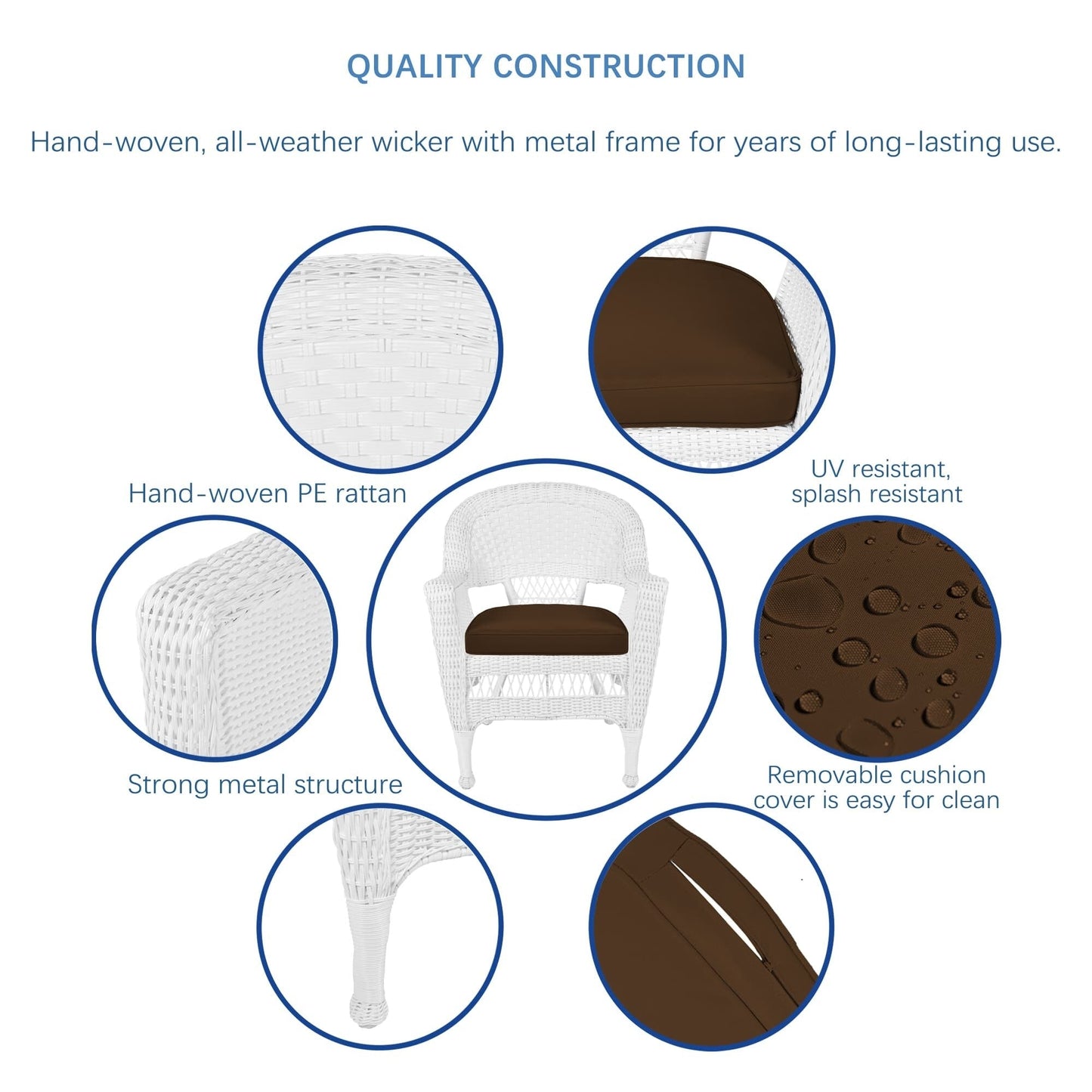 5-piece White Resin Wicker Dining Set