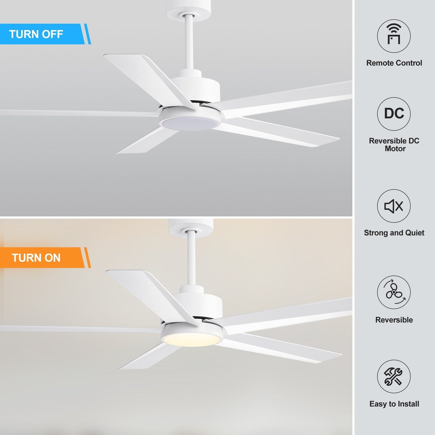 Breezary 65/52/42 5-Blade LED Ceiling Fan with Light Kit and Remote