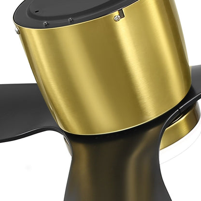 52 Inch Black/White Flush Mount LED Ceiling Fan with Lights Remote(3-Blade)