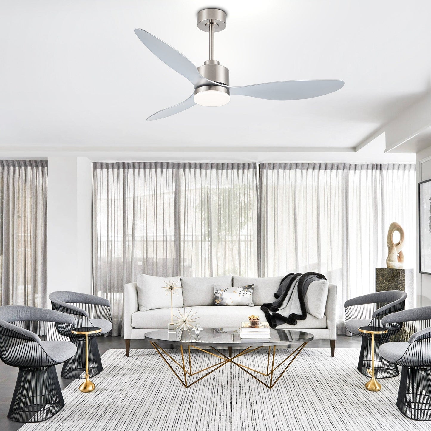 52 Inch LED Ceiling Fan with Lights Remote(3-Blade)