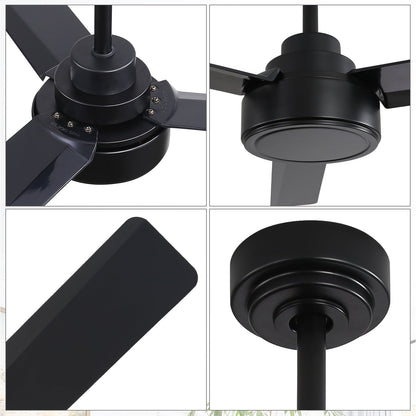 52 inch Modern Solid Wood / ABS Ceiling Fan With Remote Control(No Light),6 WInd Speed,Reversible Airflow