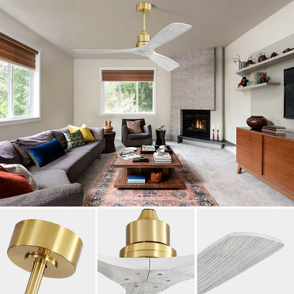 52 inch Modern Solid Wood / ABS Ceiling Fan With Remote Control(No Light),6 WInd Speed,Reversible Airflow