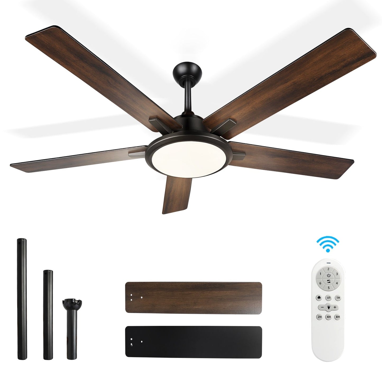 52 Modern Ceiling Fans with Lights and Remote, LED Dimmable