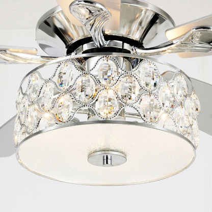 52 Modern 4-Light Chandelier Crystal Ceiling Fan with Remote