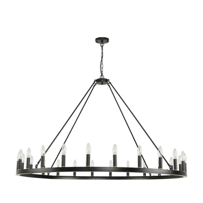 54-inch Round Wagon Wheel 24-light Chandelier