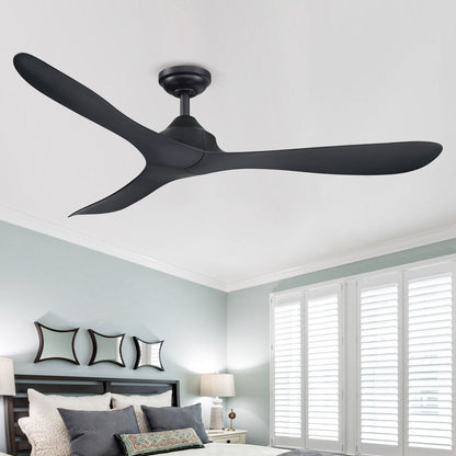 56 Modern Black 3-Blade Propeller DC Ceiling Fan with Remote