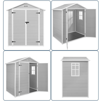 6 ft x 4 ft/6 ft x 8 ft/8 ft x 6 ft/8 ft x 10 ft All-Weather Resin Outdoor Plastic Storage Shed w/Floor, Spire Tool Shed