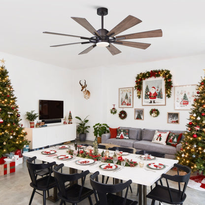 60 Oil-rubbed Bronze Large Windmill Ceiling Fan with Light and Remote - 60 Inches