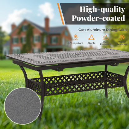 MAISON ARTS 7-Piece Cast Aluminum Patio Dining Set with Expandable Rectangular Table & 6 Cast Aluminum Chairs