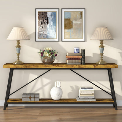 70.9 Inch Extra Long Sofa Table, Industrial Entry Console Table
