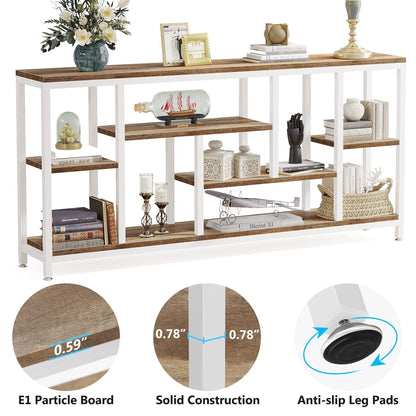 70.9 inch Console Sofa Table with Storage, 3-Tier Entryway Table for Hallway